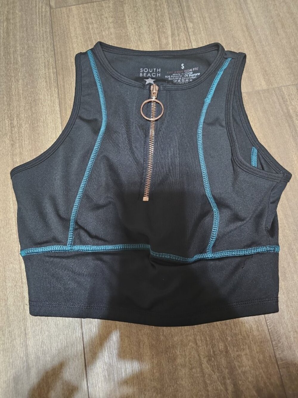 South Beach Black & Blue Sports Bra Women's Size Small